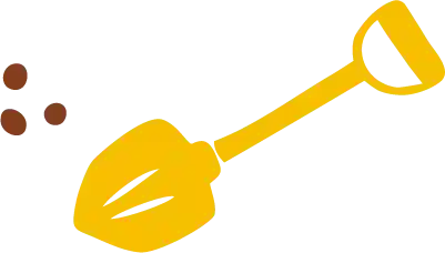 shovel with seeds graphic