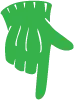 green glove pointing down