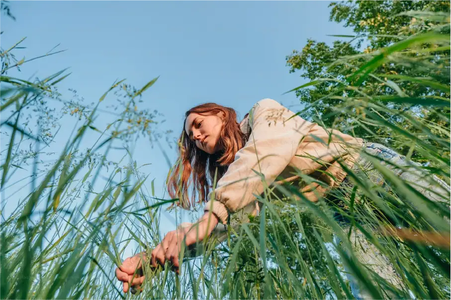 girl in tall grass