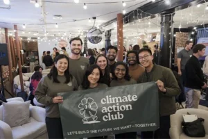 Building Relational Civic Power for Climate Action group with banner